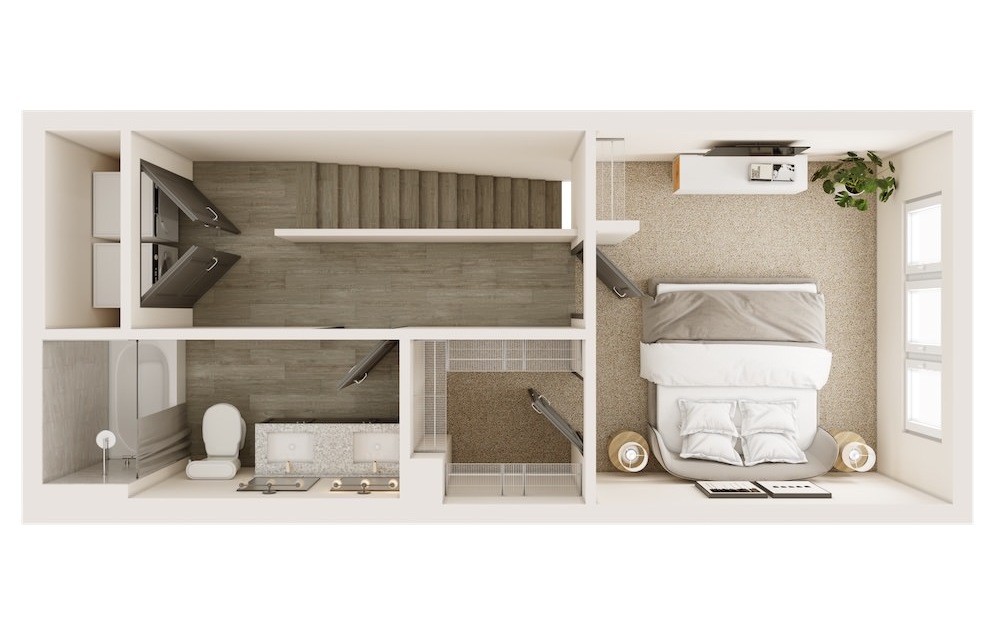 A3 - 1 bedroom floorplan layout with 1.5 bath and 769 square feet. (Floor 2)