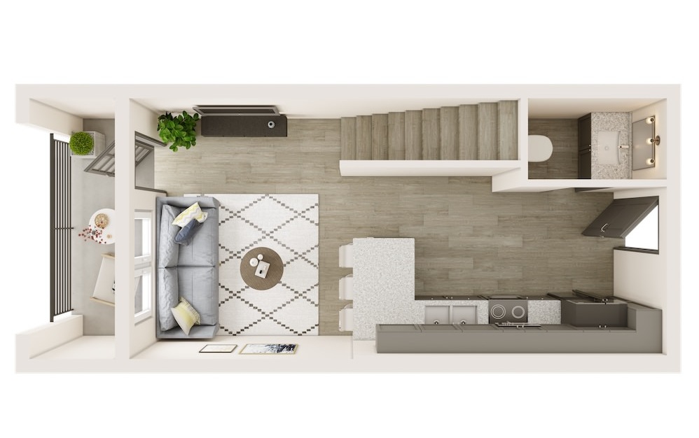 A4 - 1 bedroom floorplan layout with 1.5 bath and 776 square feet. (Floor 1)