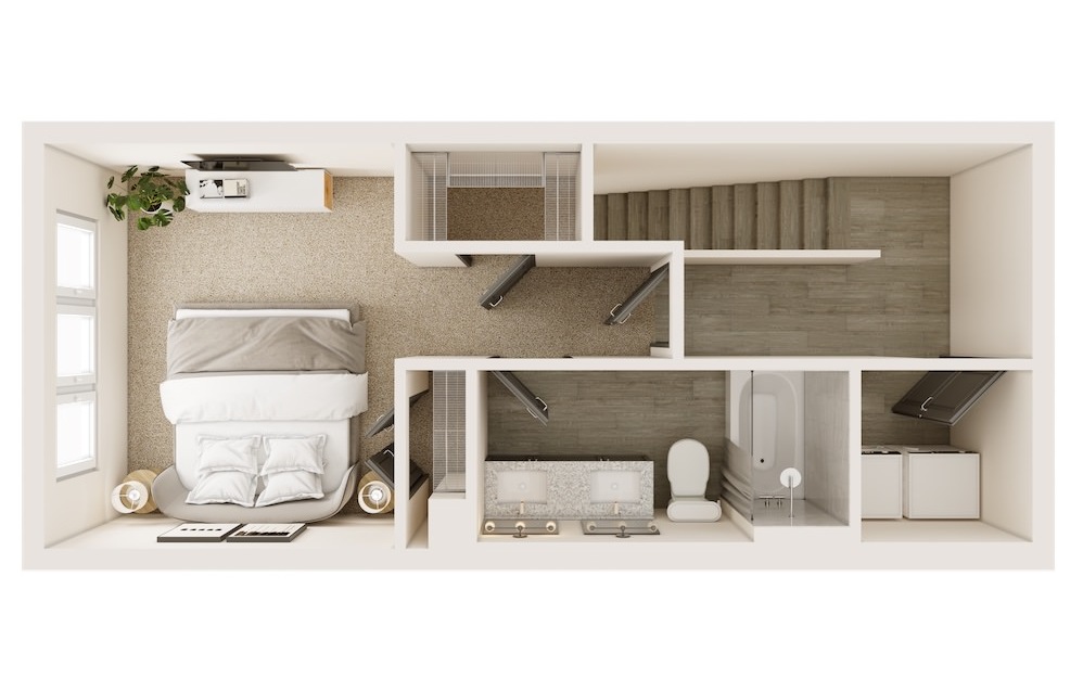 A4 - 1 bedroom floorplan layout with 1.5 bath and 776 square feet. (Floor 2)