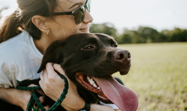 In the center of it all girl and her dog in the hill country